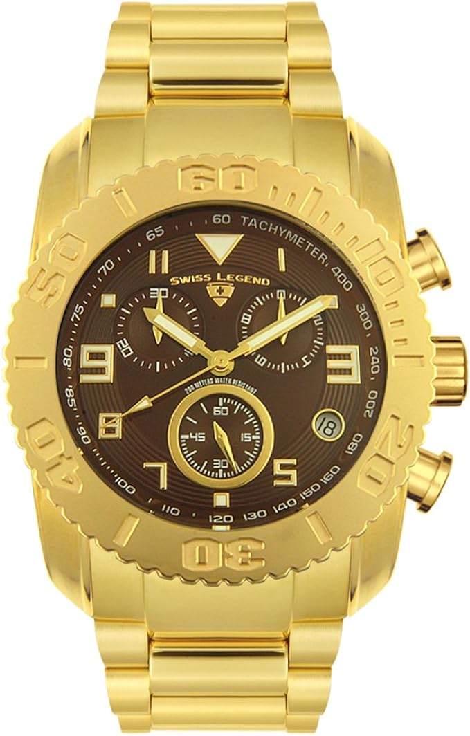 swiss legend 男式20118-yg-44 commander chronograph 金色手表